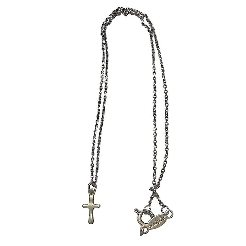 2 Sterling Silver Children’s Necklaces - Cross & Colorful Flower Pendants